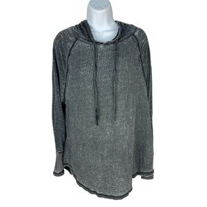 Lincoln Outfitters Gray Long Sleeve Waffle Knit Hoodie Size Medium